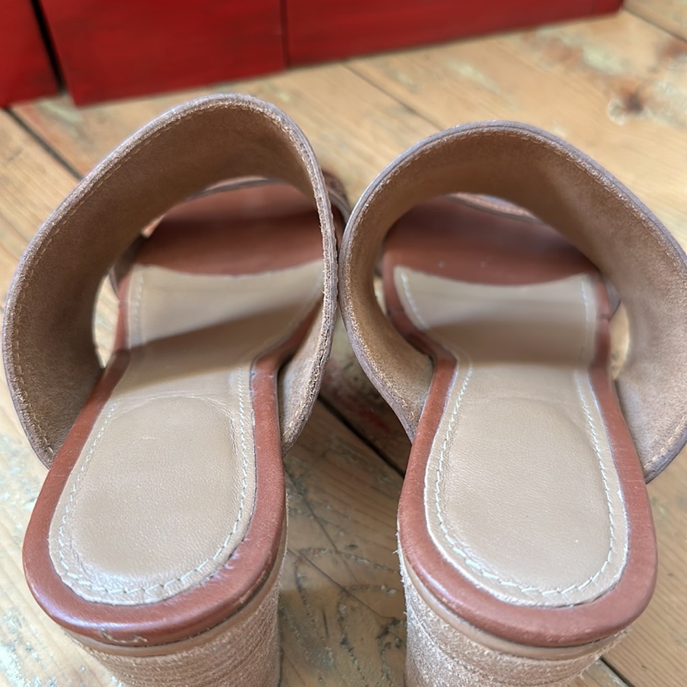 Western leather tooled healed brown sandals.  Women’s size 7.  Boutique brand. - Picture 6 of 10